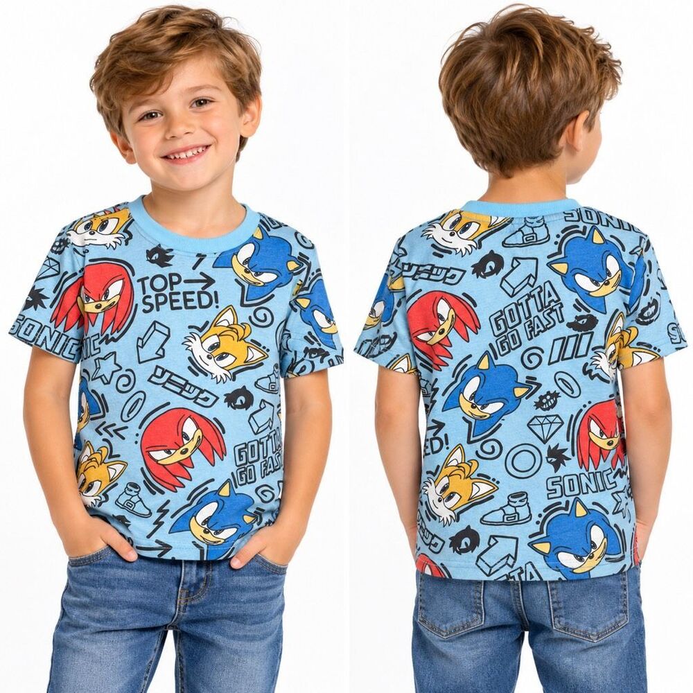 Sonic the Hedgehog Boys Graphic T-Shirt Blue Size 4/5